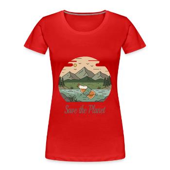 Rettet den Planeten - Frauen Premium Bio T-Shirt - Rot - Vorne - Mia (176cm)