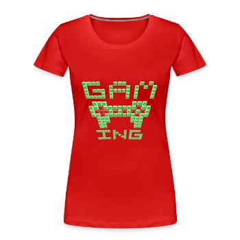 Gamer-Szene-Grün - Frauen Premium Bio T-Shirt - Rot - Vorne - Mia (176cm)