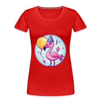 Flamingo Anniversaire Bébé - T-shirt bio Premium Femme - rouge - Devant - Mia (176cm)