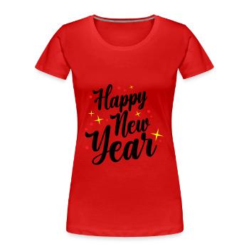 Happy New Year Silvester - Frauen Premium Bio T-Shirt - Rot - Vorne - Mia (176cm)