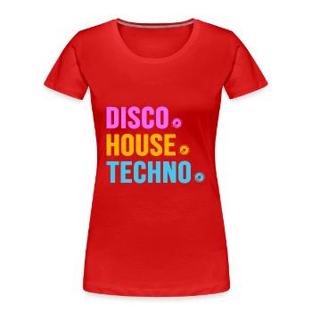 Disco House Techno ballern hard Bass Rave - Women's Premium Organic T-Shirt - red - Front - Mia (176cm)