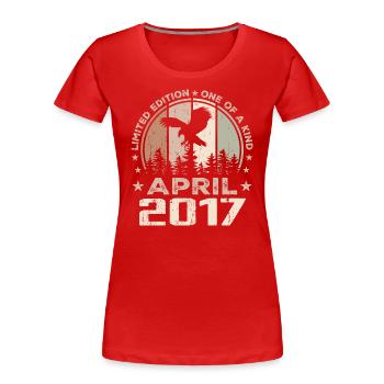 Incomparable since April 2017, 7th Anniversary - Women's Premium Organic T-Shirt - red - Front - Mia (176cm)