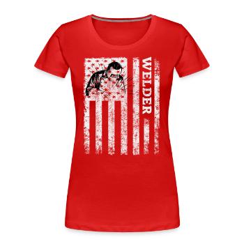 Amerikanische Flagge Schweißschweißmaschinenbau - Frauen Premium Bio T-Shirt - Rot - Vorne - Mia (176cm)