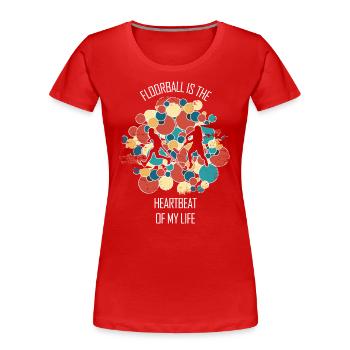 Floorball, Floorball, Hockey sur gazon, Hockey en salle - T-shirt bio Premium Femme - rouge - Devant - Mia (176cm)