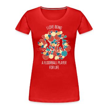 Floorball, Floorball, Hockey sur gazon, Hockey en salle - T-shirt bio Premium Femme - rouge - Devant - Mia (176cm)