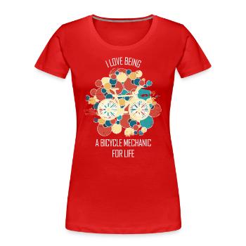 Fahrradwerkstatt Fahrradmonteurin Fahrrad - Frauen Premium Bio T-Shirt - Rot - Vorne - Mia (176cm)
