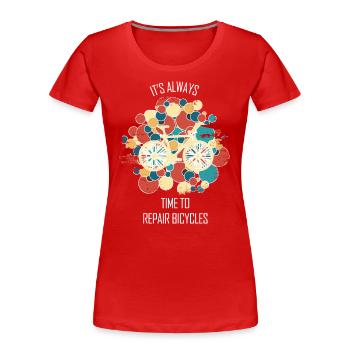 Fahrradwerkstatt Fahrradmonteurin Fahrrad - Frauen Premium Bio T-Shirt - Rot - Vorne - Mia (176cm)
