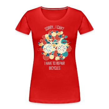 Fahrradwerkstatt Fahrradmonteurin Fahrrad - Frauen Premium Bio T-Shirt - Rot - Vorne - Mia (176cm)