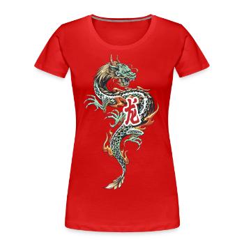 Dragon - Frauen Premium Bio T-Shirt - Rot - Vorne - Mia (176cm)