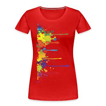 Blob Painting / Splat Painting - Women's Premium Organic T-Shirt - red - Front - Mia (176cm)