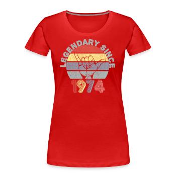 1974 | Vintage Legendary since 1974 Anniversary - Women's Premium Organic T-Shirt - red - Front - Mia (176cm)