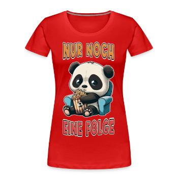 Series Junkie Series Marathon Panda Popcorn Couch - Women's Premium Organic T-Shirt - red - Front - Mia (176cm)