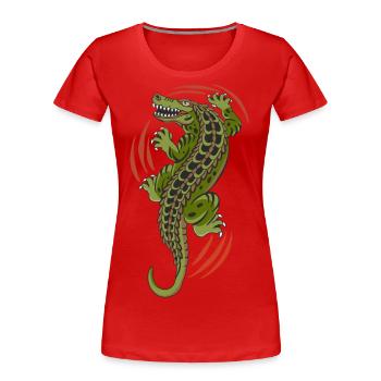 Aligator Krokodil Reptil - Frauen Premium Bio T-Shirt - Rot - Vorne - Mia (176cm)