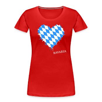 Bavaria, Bayern, Oberbayern, Minga - Frauen Premium Bio T-Shirt - Rot - Vorne - Mia (176cm)