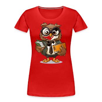 Professor Hoot - Frauen Premium Bio T-Shirt - Rot - Vorne - Mia (176cm)