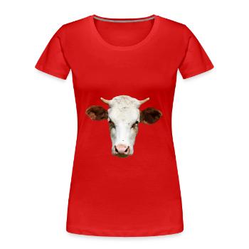 T-shirt de vache personnalisé cadeau pour les agriculteurs - T-shirt bio Premium Femme - rouge - Devant - Mia (176cm)