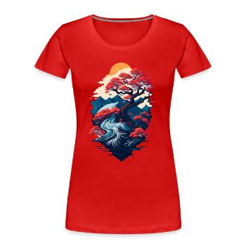 Beautiful bonsai tree scenery - Women's Premium Organic T-Shirt - red - Front - Mia (176cm)