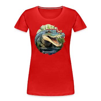 Krokodil - Frauen Premium Bio T-Shirt - Rot - Vorne - Mia (176cm)