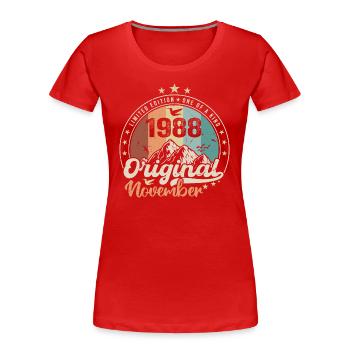 Die Legenden wurden im November 1988 geboren Geschenk - Frauen Premium Bio T-Shirt - Rot - Vorne - Mia (176cm)