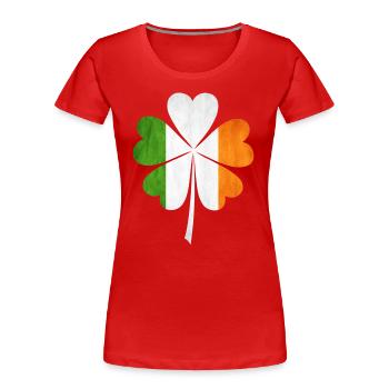 Irish Shamrock in Irish FLag Colors - Frauen Premium Bio T-Shirt - Rot - Vorne - Mia (176cm)