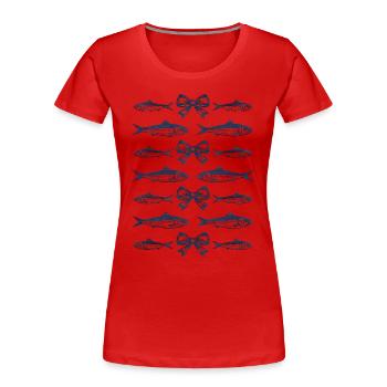 Noeud Sardines Plage Femme - T-shirt bio Premium Femme - rouge - Devant - Mia (176cm)