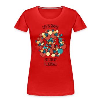 Floorball, Floorball, Hockey sur gazon, Hockey en salle - T-shirt bio Premium Femme - rouge - Devant - Mia (176cm)