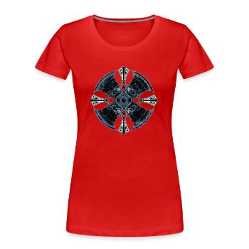 Keltisches Kreuz - Frauen Premium Bio T-Shirt - Rot - Vorne - Mia (176cm)