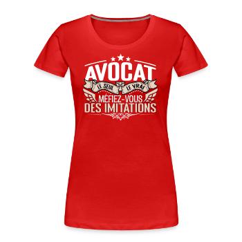 Avocat le seul Avocat le vrai Avocat - T-shirt bio Premium Femme - rouge - Devant - Mia (176cm)