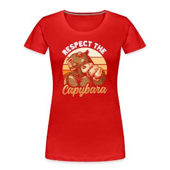 Respect The Capybara - Frauen Premium Bio T-Shirt - Rot - Vorne - Mia (176cm)