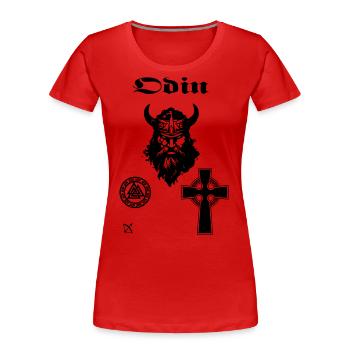 Odin 1 - Frauen Premium Bio T-Shirt - Rot - Vorne - Mia (176cm)