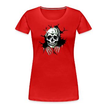 Crâne effrayant | Halloween et le design gothique - T-shirt bio Premium Femme - rouge - Devant - Mia (176cm)