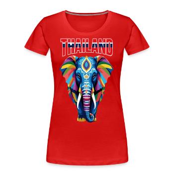 Éléphant abstrait coloré de Thaïlande - T-shirt bio Premium Femme - rouge - Devant - Mia (176cm)