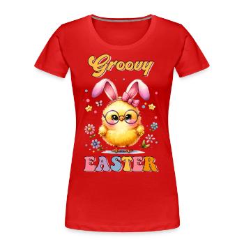 Groovy Easter - Frauen Premium Bio T-Shirt - Rot - Vorne - Mia (176cm)