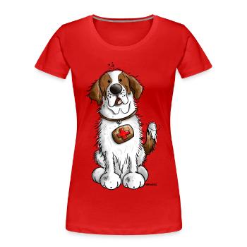 Bernhardiner macht Sitz - Frauen Premium Bio T-Shirt - Rot - Vorne - Mia (176cm)