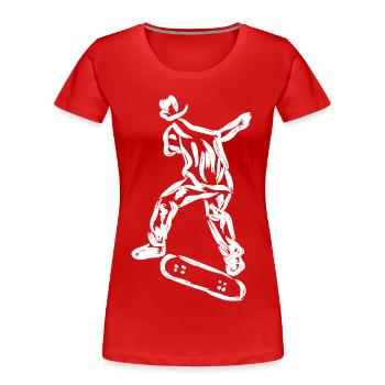 Skater Zeichnung - Frauen Premium Bio T-Shirt - Rot - Vorne - Mia (176cm)