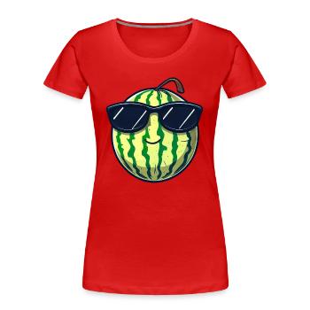 Cool watermelon with sunglasses, summery - Women's Premium Organic T-Shirt - red - Front - Mia (176cm)