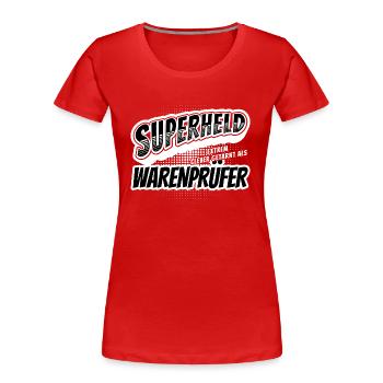Superheld, clever getarnt als Warenprüfer - Frauen Premium Bio T-Shirt - Rot - Vorne - Mia (176cm)