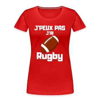 Ich kann nicht Rugby spielen - Frauen Premium Bio T-Shirt - Rot - Vorne - Mia (176cm)