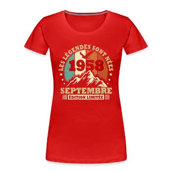Vintage septembre 1958 vintage cadeau anniversaire - T-shirt bio Premium Femme - rouge - Devant - Mia (176cm)