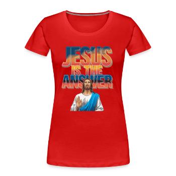 Jesus is the answer - Jesus ist die Antwort - Women's Premium Organic T-Shirt - red - Front - Mia (176cm)