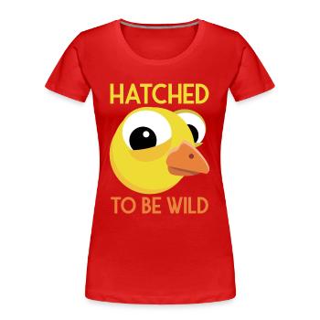 Süßen Küken geschlüpft Spruch Hatched to be wild - Frauen Premium Bio T-Shirt - Rot - Vorne - Mia (176cm)