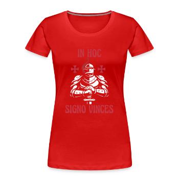 In hoc signo vinces Tempelritter Latein Sprichwort - Frauen Premium Bio T-Shirt - Rot - Vorne - Mia (176cm)