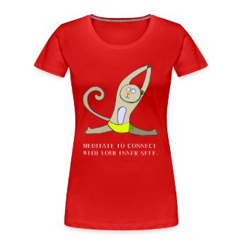 Meditiere den Affen im Yoga - Frauen Premium Bio T-Shirt - Rot - Vorne - Mia (176cm)