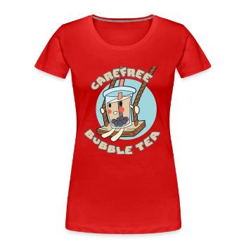 Sorgloser Bubble Tea - Frauen Premium Bio T-Shirt - Rot - Vorne - Mia (176cm)