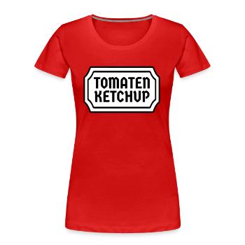 Tomate Ketchup Kostüm Etikett Tomaten Karneval - Frauen Premium Bio T-Shirt - Rot - Vorne - Mia (176cm)