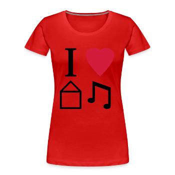 I Love House Music - Frauen Premium Bio T-Shirt - Rot - Vorne - Mia (176cm)
