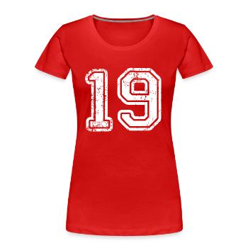19 - T-shirt bio Premium Femme - rouge - Devant - Mia (176cm)
