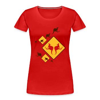 KANGOUROU FUN - T-shirt bio Premium Femme - rouge - Devant - Mia (176cm)