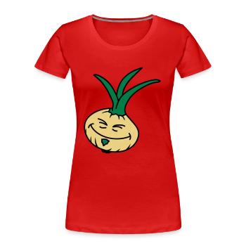 Funny Onion - Frauen Premium Bio T-Shirt - Rot - Vorne - Mia (176cm)
