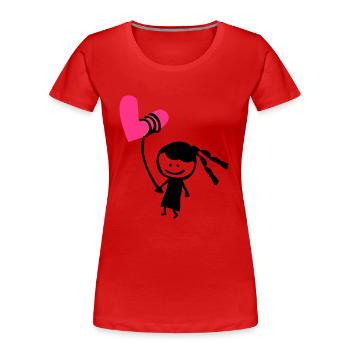Little girl holding heart balloon - Women's Premium Organic T-Shirt - red - Front - Mia (176cm)